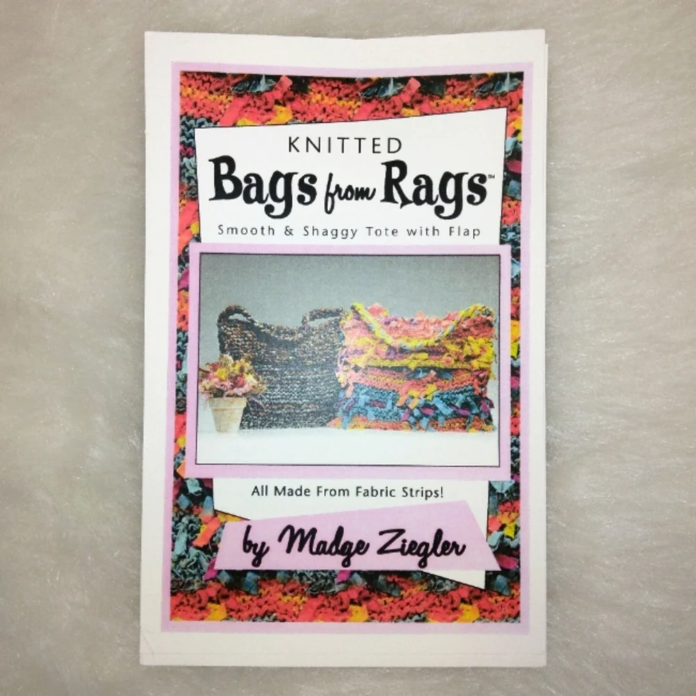 Madgr Ziegler Knitted Bags from Rags, Smooth & Shaggy Tote w/flap